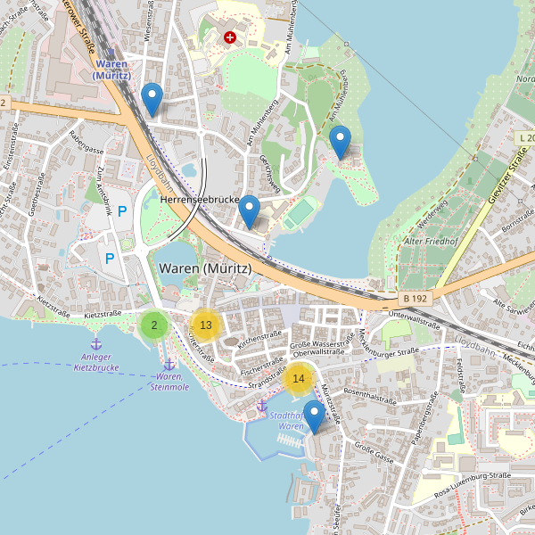 Karte der Restaurants in Waren (Müritz) Thumbnail