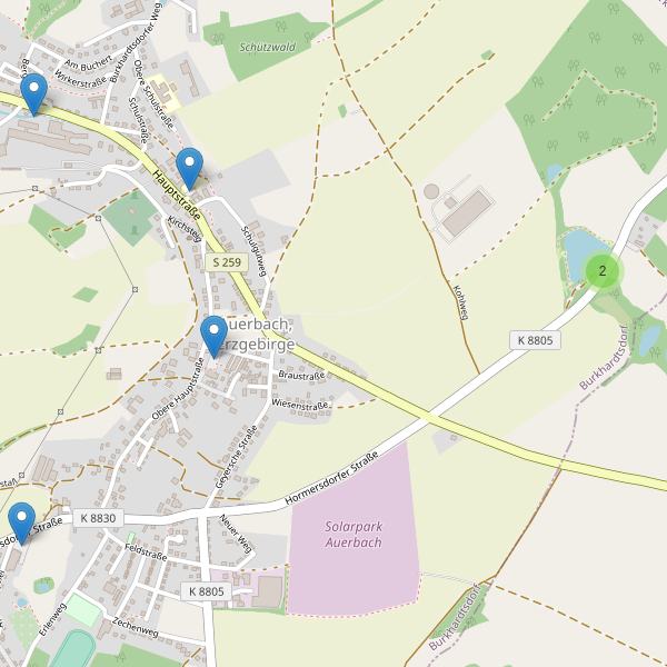 Karte der Parkplätze in Auerbach, Erzgebirge Thumbnail