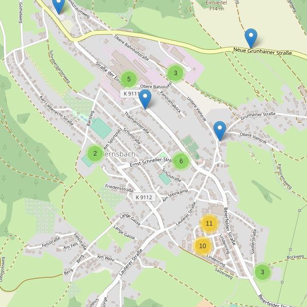 Karte der Parkplätze in Bernsbach Thumbnail