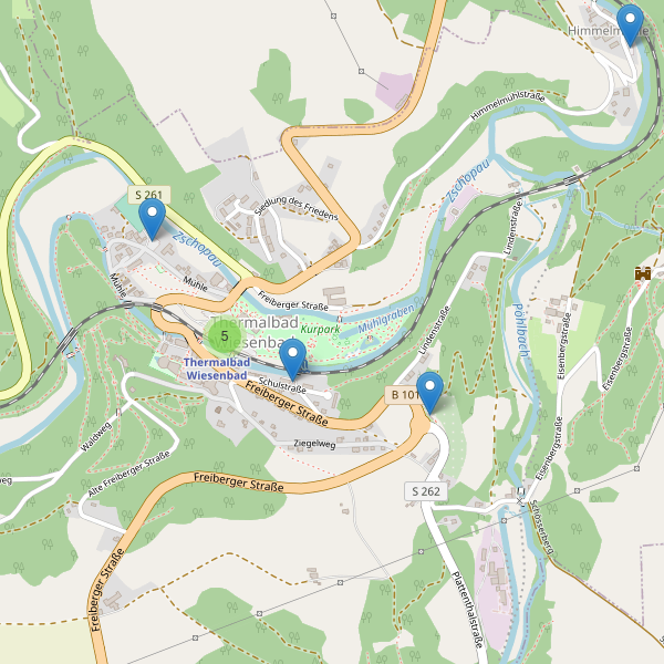 Karte der Parkplätze in Thermalbad Wiesenbad Thumbnail