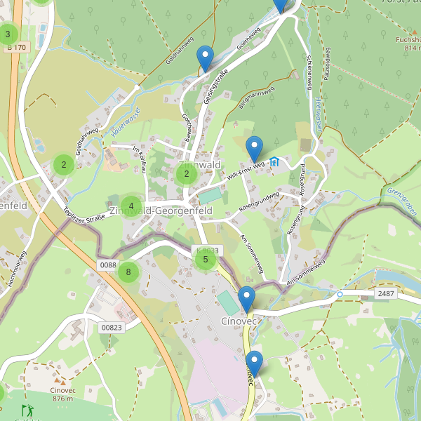 Karte der Parkplätze in Zinnwald-Georgenfeld Thumbnail