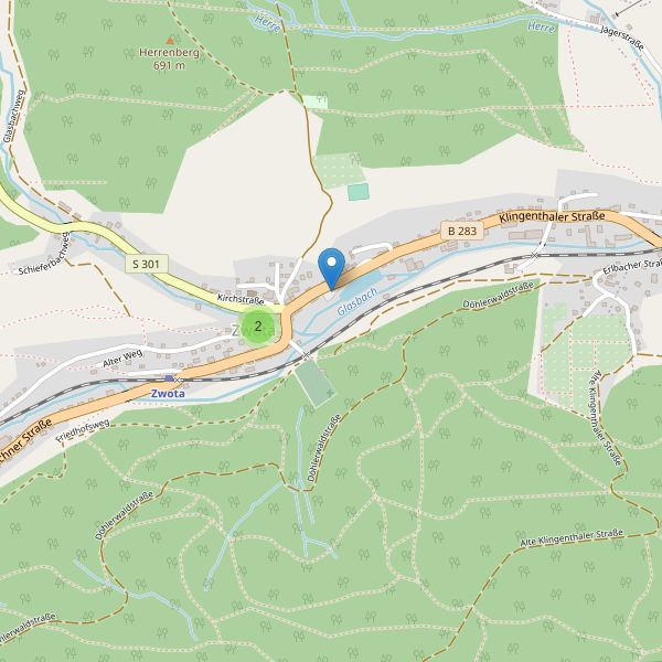 Karte der Parkplätze in Zwota Thumbnail