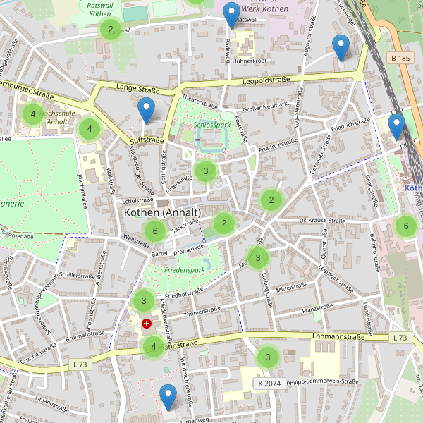 Karte der Parkplätze in Köthen (Anhalt) Thumbnail