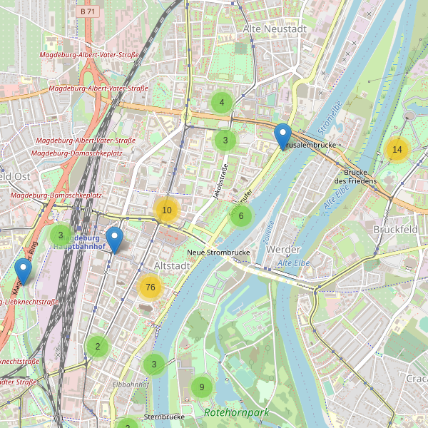 Karte der Sehenswürdigkeiten in Magdeburg Thumbnail