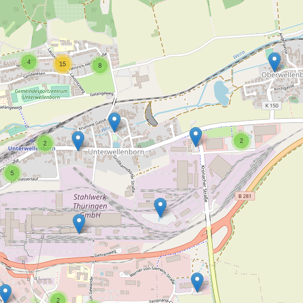 Karte der Parkplätze in Unterwellenborn Thumbnail